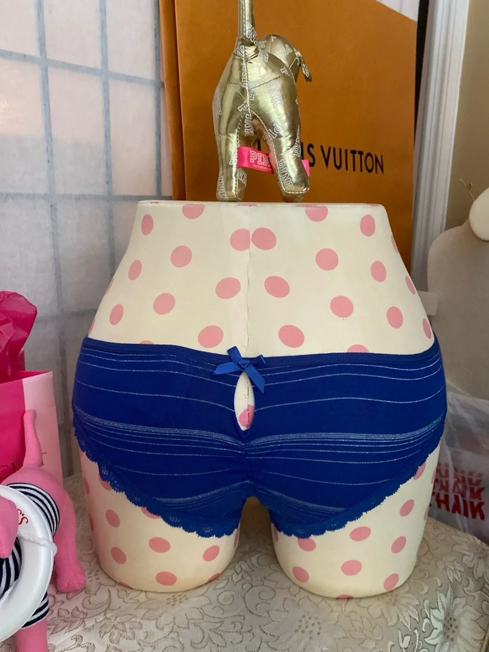 Victoria’s Secret NWT/NOS ‘15 Cheeky Bikini Panty Keyhole Blue/Silver Metallic